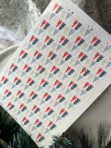 1 Sheet, Approx 13x90cm, Christmas Print Water Decal Image Transfer for Polymer Clay / Ceramics